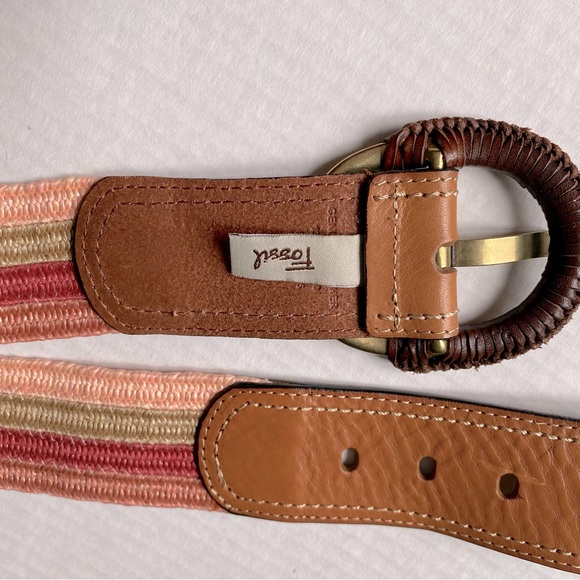 Fossil Bohemian Genuine Leather Multicolor Woven Belt - Picture 4 of 5